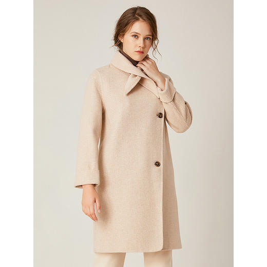 Famecoco范可儿新品文艺风中长款外套女绵羊毛毛呢大衣 F198AC023 商品图0