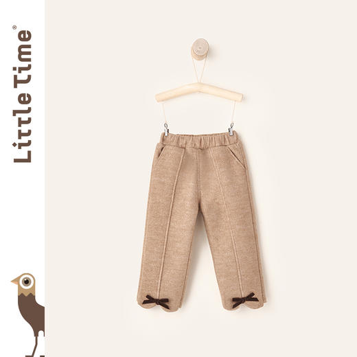littletime童装2020春秋季新款小女童洋气休闲简约淑女毛呢裤子 商品图0