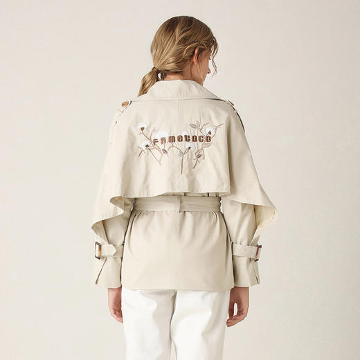 Famecoco范可儿风衣外套优雅收腰显瘦短款风衣F201AB001 商品图1