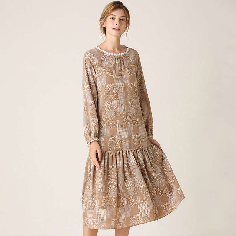 Famecoco范可儿连衣裙洋气碎花长裙F201FA011