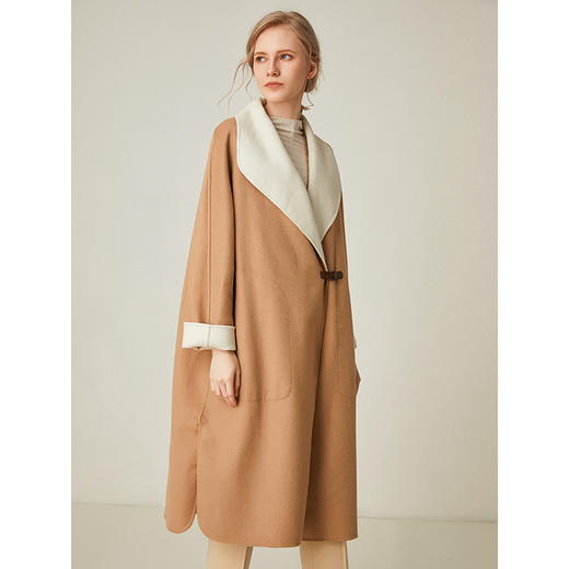 Famecoco范可儿双面呢大衣加厚中长款外套F198AC003 商品图0