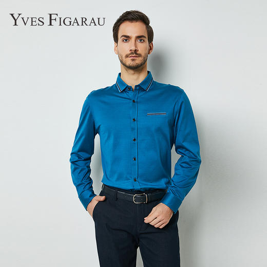 YvesFigarau伊夫·费嘉罗春秋新款男士长袖百搭纯棉衬衫612346 商品图0