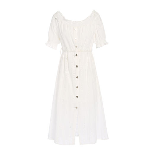 famecoco范可儿连衣裙夏新款显瘦气质一字领A字中长款F193FA005 商品图4