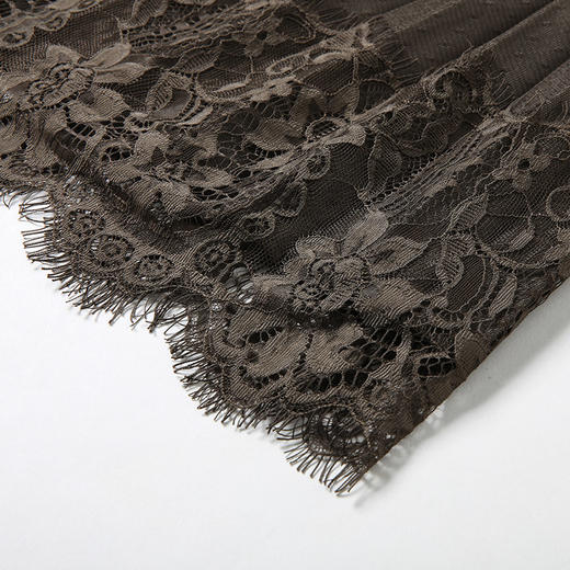 Famecoco范可儿波点半身裙蕾丝拼接百褶裙F201HA003 商品图3