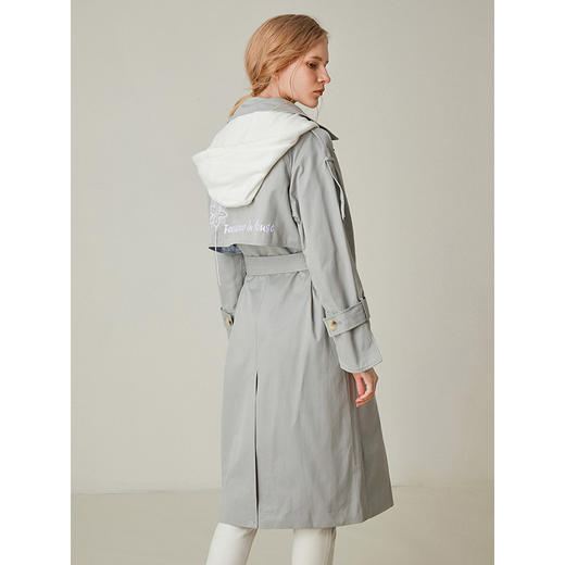 Famecoco范可儿风衣女中长款宽松连帽外套F195AA004 商品图1