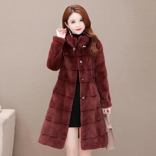 YWE  21L135时尚中长款气质仿貂绒外套 商品图3