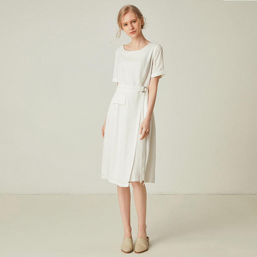 famecoco范可儿温柔风连衣裙夏季宽松甜美气质白色裙子F193FA017 商品图2