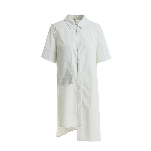 Famecoco范可儿上衣女短袖百搭拼接衬衫女F203BA007 商品图4