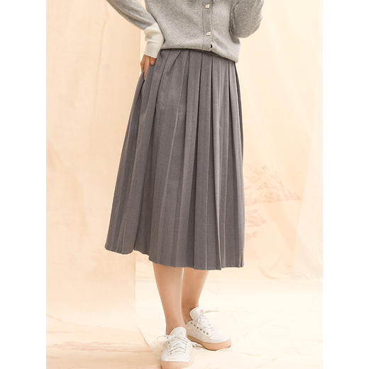 famecoco范可儿半身裙女A字裙百褶裙中长款F201HA101 商品图0
