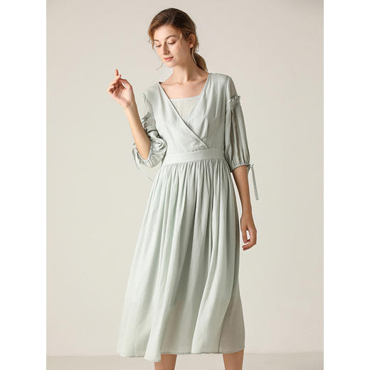 Famecoco夏新款法式超仙女收腰显瘦气质甜美连衣裙长裙F203FA022 商品图1