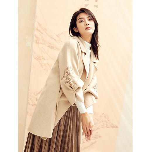 Famecoco范可儿双面呢大衣女中长款冬季毛呢外套F198AC008 商品图2
