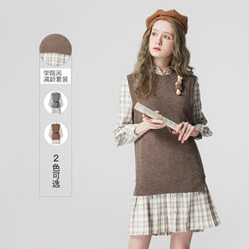 famecoco范可儿连衣裙套装女款马甲减龄洋气两件套F211EA002