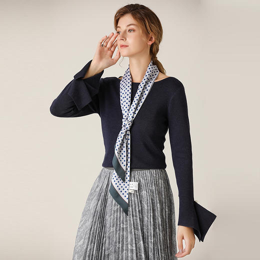 Famecoco范可儿针织衫秋装女显瘦修身打底衫套头上衣F201DB007 商品图2