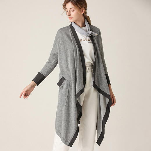 famecoco范可儿针织衫秋装百搭长袖不规则开衫F201AB023 商品图0