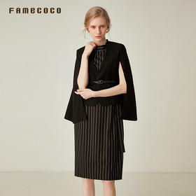 famecoco范可儿气质连衣裙春斗篷两件套时尚通勤套装裙F191EA011