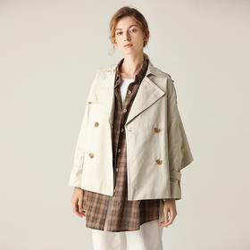 Famecoco范可儿风衣外套优雅收腰显瘦短款风衣F201AB001