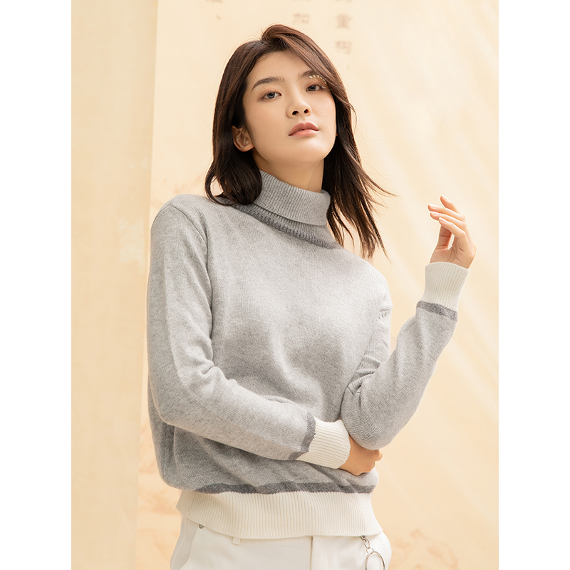 Famecoco范可儿高领毛衣女士秋冬内搭套头针织衫上衣F188DB019