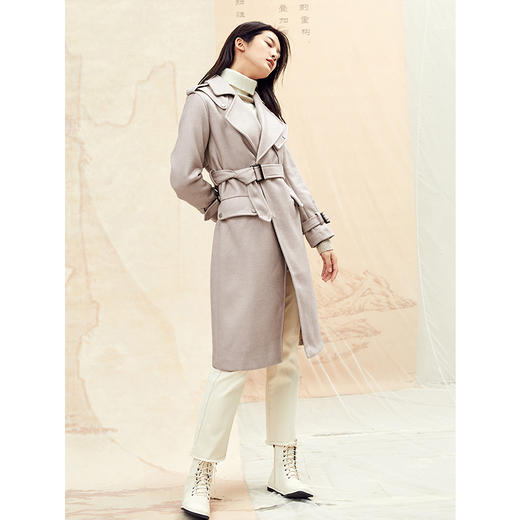 Famecoco范可儿冬季毛呢外套中长款大衣F188AC027 商品图1