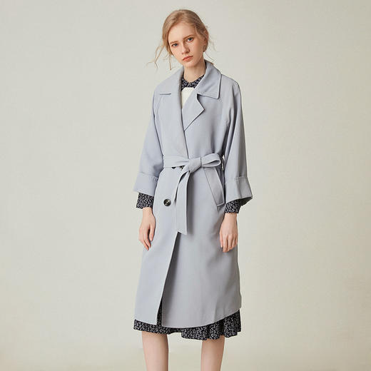 famecoco范可儿风衣外套时尚中长款收腰外套F191AA029 商品图0