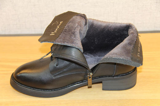 豪行冬季新款29429755马丁靴女皮鞋加绒方跟短靴百搭冬靴棉鞋正品 商品图4