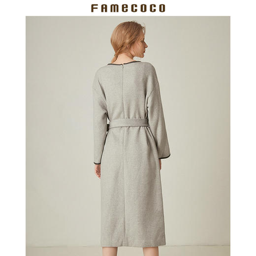Famecoco范可儿可拆卸毛领腰带中长款连衣裙F188FA004 商品图1