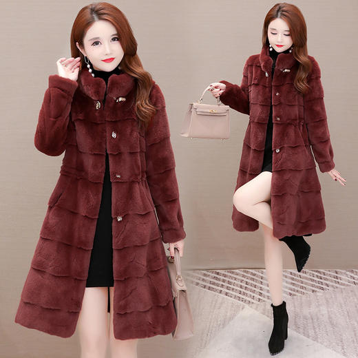 YWE  21L135时尚中长款气质仿貂绒外套 商品图0