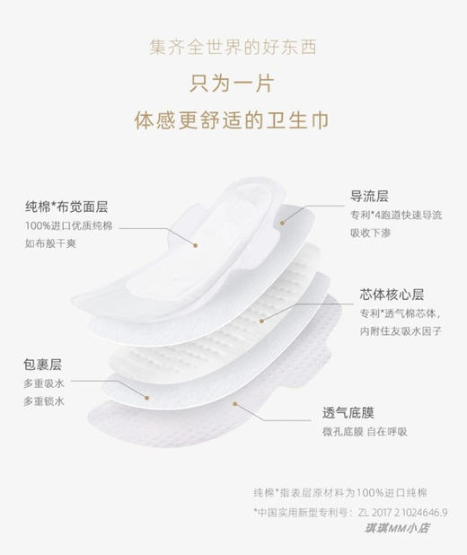 【凸凸棉】纯棉布觉卫生巾女超薄透气姨妈巾6片360mmAB3606-1 商品图2