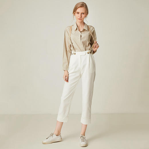 famecoco范可儿背带裤女2020春季直筒显瘦可拆带休闲裤F191GA026 商品图2