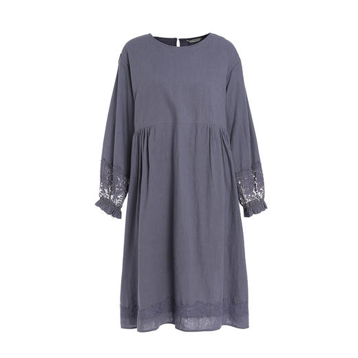 famecoco范可儿棉麻连衣裙法式长袖宽松气质裙F195FA007 商品图4