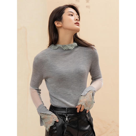 Famecoco范可儿羊毛衫女秋冬设计感内搭小众毛衣针织衫F195DB020 商品图1