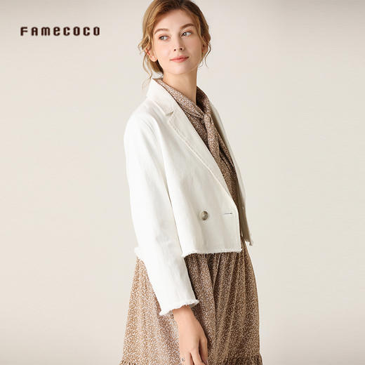 famecoco范可儿长袖修身百搭短款外套F201AB030 商品图3