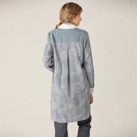 Famecoco范可儿衬衫女印花开衫中长款上衣F201BA024 商品图1