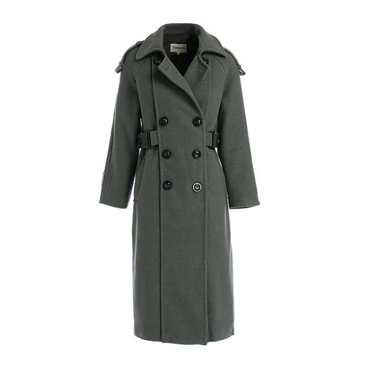 famecoco范可儿2020秋冬季女士大衣中长款收腰气质外套F177AC019 商品图4