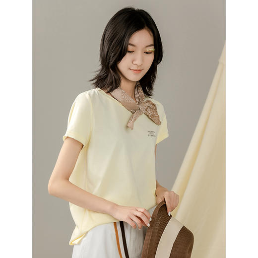 famecoco范可儿短袖T恤女ins潮夏韩版纯棉字母破洞短袖T恤女F203BB017 商品图2