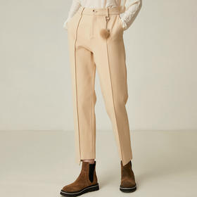 Famecoco范可儿西装裤直筒宽松毛呢休闲裤长裤F198GA018