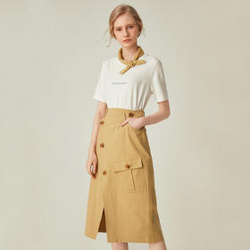 famecoco范可儿半身裙套装女夏T恤A字裙休闲时尚两件套F193EA005