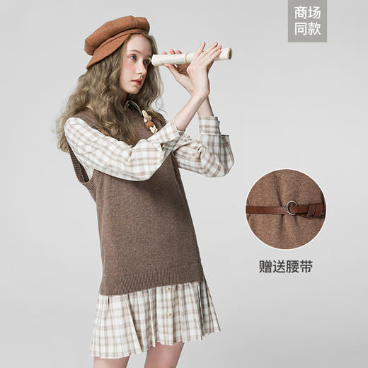 famecoco范可儿连衣裙套装女款马甲减龄洋气两件套F211EA002 商品图1