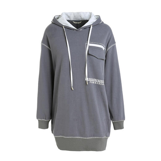 famecoco范可儿卫衣宽松休闲风连帽套头衫F201BE002 商品图4