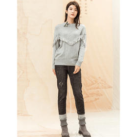 famecoco范可儿秋冬女士毛衣流苏套头针织衫上衣F198DB018