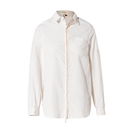 famecoco范可儿秋季女士棉衬衫长袖女宽松百搭上衣F205BA005 商品图4