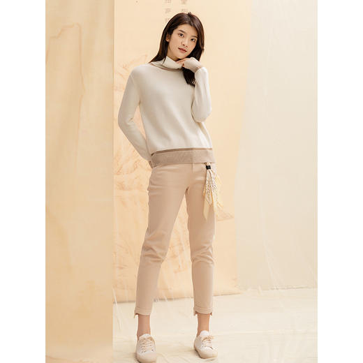 Famecoco范可儿高领毛衣女士秋冬内搭套头针织衫上衣F188DB019 商品图2