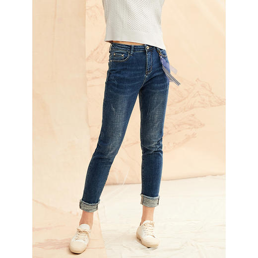 Famecoco范可儿修身牛仔裤显瘦铅笔裤F198GA023 商品图2