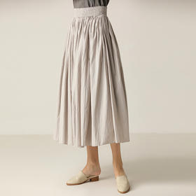famecoco范可儿半身裙高腰百搭百褶伞裙女F203HA005