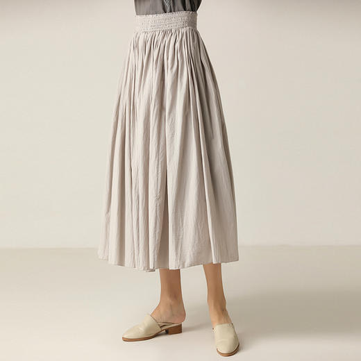 famecoco范可儿半身裙高腰百搭百褶伞裙女F203HA005 商品图0
