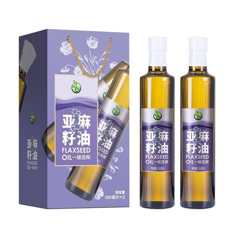 禾煜一级压榨亚麻籽油500ml双支礼盒