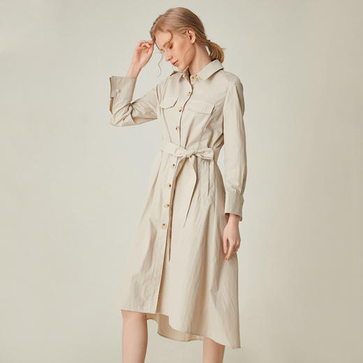 famecoco范可儿赫本风衬衫连衣裙小心机收腰显瘦中长款F191FA032 商品图0