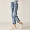 famecoco范可儿牛仔裤女复古拼色直筒九分裤F201GA018 商品缩略图0