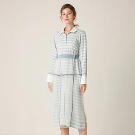 Famecoco范可儿连衣裙女格纹衬衫裙两件套F201EA006