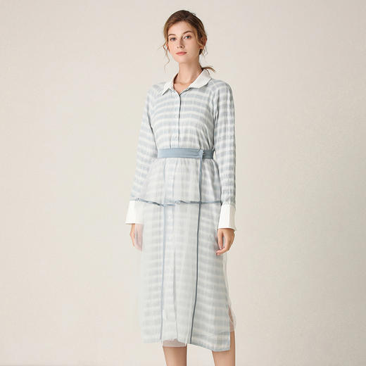Famecoco范可儿连衣裙女格纹衬衫裙两件套F201EA006 商品图0