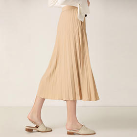 Famecoco范可儿半身裙新品时尚百褶裙通勤A字裙F201HA012